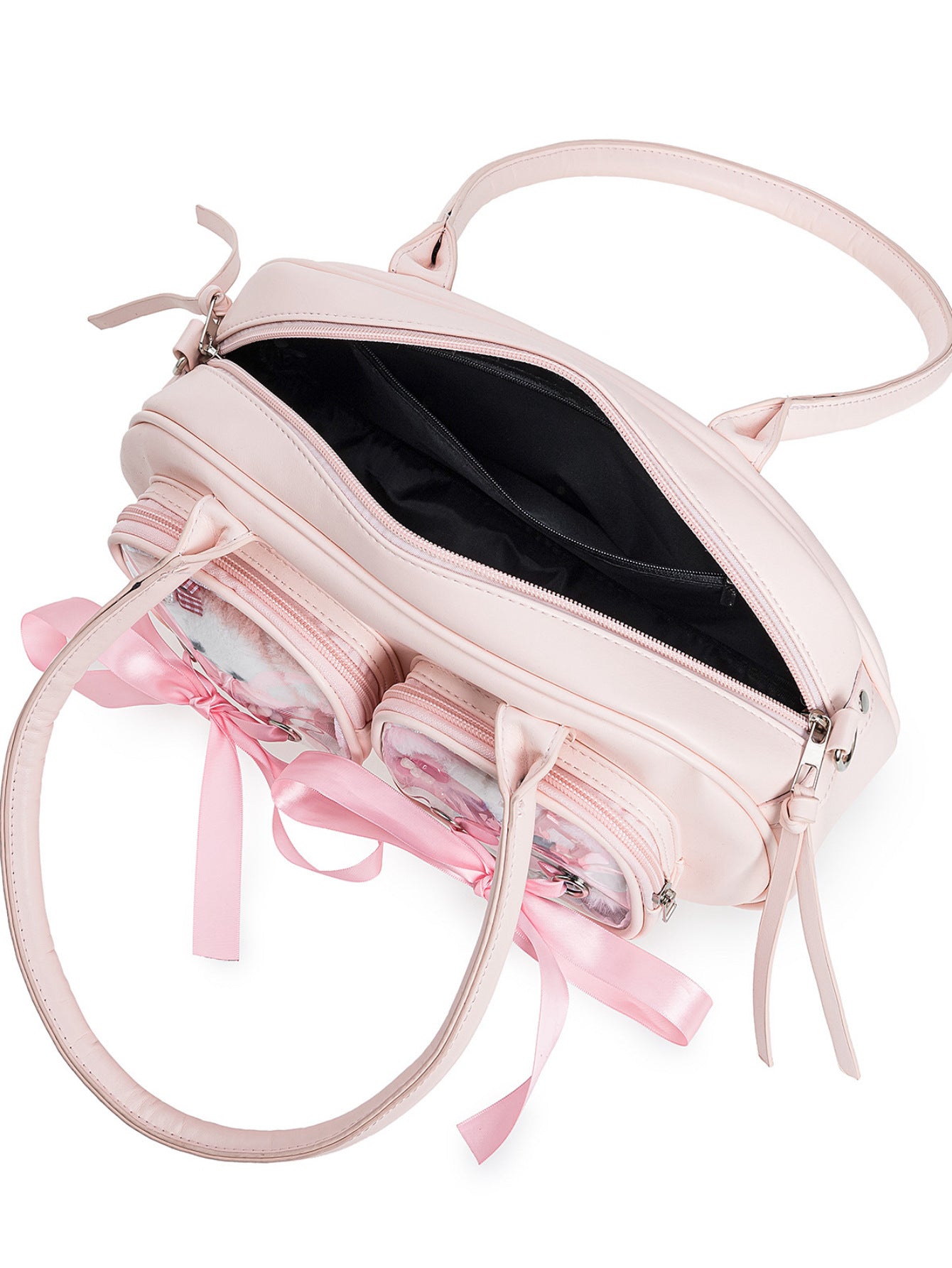 College-style 2D ribbon bow transparent doll pain bag large capacity versatile shoulder bag