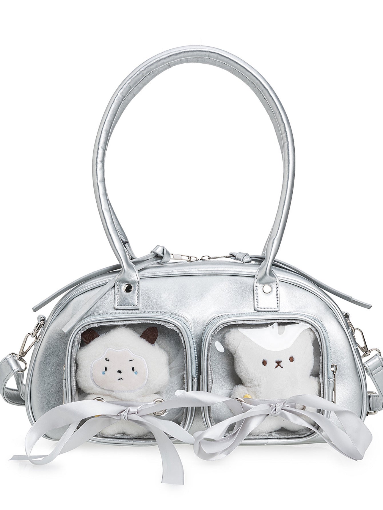 College-style 2D ribbon bow transparent doll pain bag large capacity versatile shoulder bag
